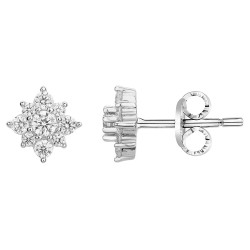 Boucles d'oreilles clous Carador en argent  et  oxydes de zirconium motif étoile