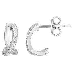 Boucles d'oreilles demi créoles Carador en argent  et  oxydes de zirconium