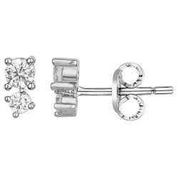 Boucles d'oreilles clous Carador en argent  et  oxydes de zirconium sertis