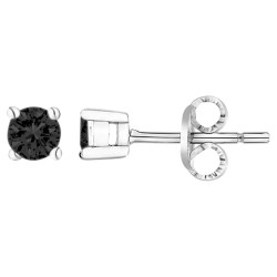 Boucles d'oreilles clous Carador en argent  et  oxyde de zirconium noir serti 4 griffes