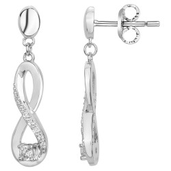 Boucles d'oreilles pendantes Carador en argent  et  oxydes de zirconium motif infini