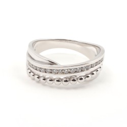 Bague fantaisie entrelacée femme carador en or blanc 750/000 et diamants 0.204 carats