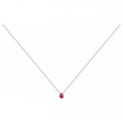 Collier solitaire femme carador en argent et oxyde rouge serti griffes