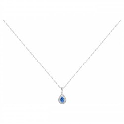 Collier fantaisie femme carador en argent et oxydes blanc et  bleus