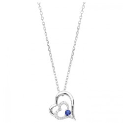 Collier fantaisie femme carador en argent et oxydes blanc et  bleus motif cœurs