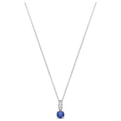 Collier fantaisie femme carador en argent et oxydes blanc et  bleu