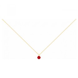 Collier solitaire femme carador en plaqué or avec spinelle rouge