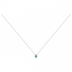 Collier solitaire femme carador en argent et spinelle verte sertie griffes