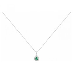 Collier fantaisie femme carador en argent et oxydes blanc et  vert