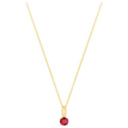 Collier fantaisie femme carador en plaqué or avec oxydes de zirconium et spinelle rouge