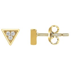 Boucles d'oreilles clous femme motif triangle carador en plaqué or avec oxydes de zirconium