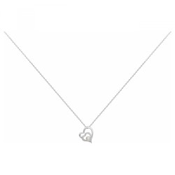 Collier fantaisie femme carador en argent avec oxydes de zirconium et perle motif cœur