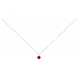 Collier solitaire femme carador en argent avec spinelle rouge sertie 4 griffes