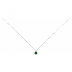 Collier solitaire femme carador en argent avec spinelle verte sertie 4 griffes