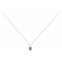 Collier fantaisie femme carador en  argent avec oxyde blanc et rouge