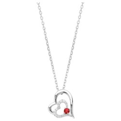 Collier fantaisie femme carador en  argent avec oxyde blanc et rouge motif cœurs entrelacés