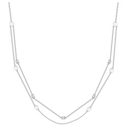 Collier fantaisie femme carador  doubles chaînes en  argent avec oxydes de zirconium