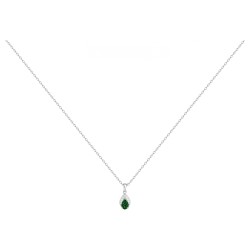 Collier fantaisie femme carador en  argent avec oxydes blanc et vert