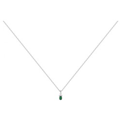 Collier fantaisie femme carador en  argent avec oxydes blanc et vert