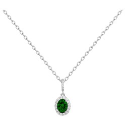 Collier fantaisie femme carador en  argent avec oxydes blanc et vert