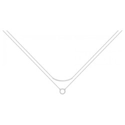 Collier fantaisie femme carador  doubles chaînes en  argent avec oxydes de zirconium