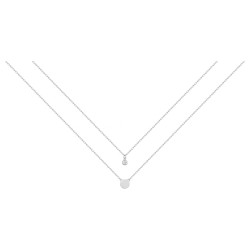 Collier fantaisie femme carador  doubles chaînes en  argent avec oxyde de zirconium