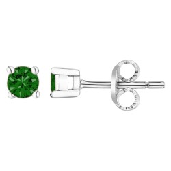 Boucles d'oreilles clous Carador en argent  et  oxyde vert serti 4 griffes