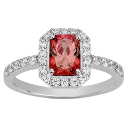 Bague Femme  Carador en argent avec oxydes de zirconium et spinelle rouge