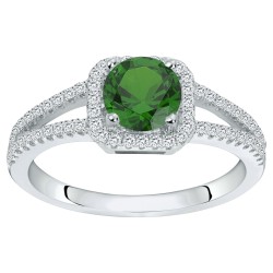 Bague Femme Carador en argent avec oxydes de zirconium et spinelle verte