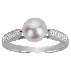 Bague Femme Carador en argent avec oxydes de zirconium et perle d'eau douce