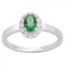 Bague Femme Carador en argent avec oxydes de zirconium et spinelle verte
