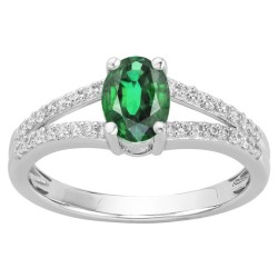 Bague Femme Carador en argent avec oxydes de zirconium et spinelle verte