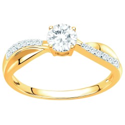 Bague solitaire accompagné femme carador en plaqué or avec oxydes de zirconium