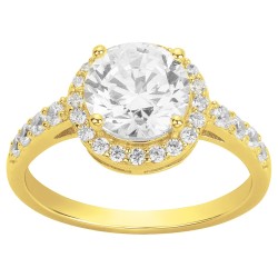 Bague solitaire accompagné femme carador en plaqué or avec oxydes de zirconium