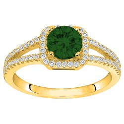 Bague fantaisie femme carador en plaqué or avec oxydes de zirconium et spinelle verte