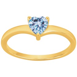 Bague solitaire femme carador en plaqué or avec spinelle bleue motif cœur