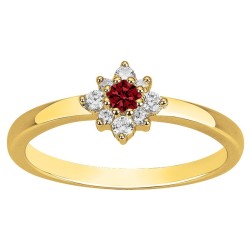 Bague fantaisie femme carador en plaqué or avec oxydes de zirconium et spinelle rouge