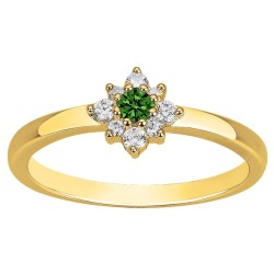 Bague fantaisie femme carador en plaqué or avec oxydes de zirconium et spinelle verte