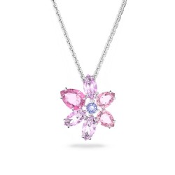 Collier fantaisie femme Swarovski métal argenté avec cristaux rose et violet collection Gema