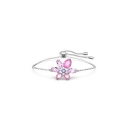 Bracelet fantaisie Swarovski femme métal argenté avec cristaux nuances de rose collection Gema