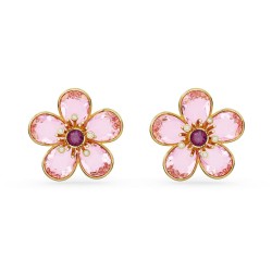 Boucles d'oreilles fantaisie Swarovski femme métal doré avec cristaux en nuances de rose collection Florere