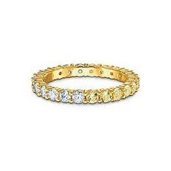 Bague Swarovski femme métal doré avec des cristaux blanc et jaune collection Vittore Half