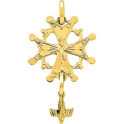 Pendentif Carador en  or jaune 750/000 croix Huguenote