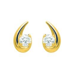 Boucles d'oreilles clous Carador en or jaune 750/000 et oxyde de zirconium