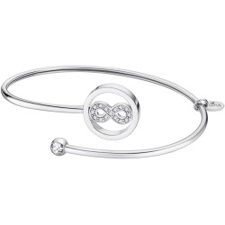 Bracelet Rigide Lotus Style Millennial femme signe infini en acier argenté avec oxydes de zirconium