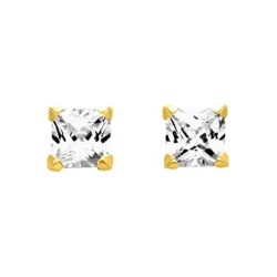 Boucles d'oreilles clous Carador en or jaune 750/000 et oxydes de zirconium 5X5 mm