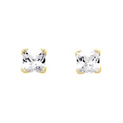 Boucles d'oreilles clous Carador en or jaune 750/000 et oxydes de zirconium 4X4 mm