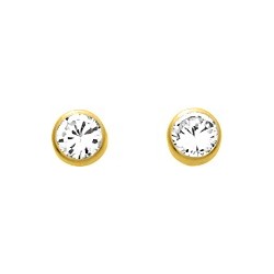 Boucles d'oreilles clous Carador en or jaune 750/000 et oxydes de zirconium 3 mm serti clos