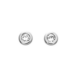 Boucles d'oreilles clous Carador en or blanc 750/000 et oxydes de zirconium 4 mm