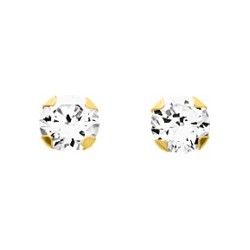 Boucles d'oreilles clous Carador en or jaune 750/000 et oxyde de zirconium 6mm serti 4 griffes